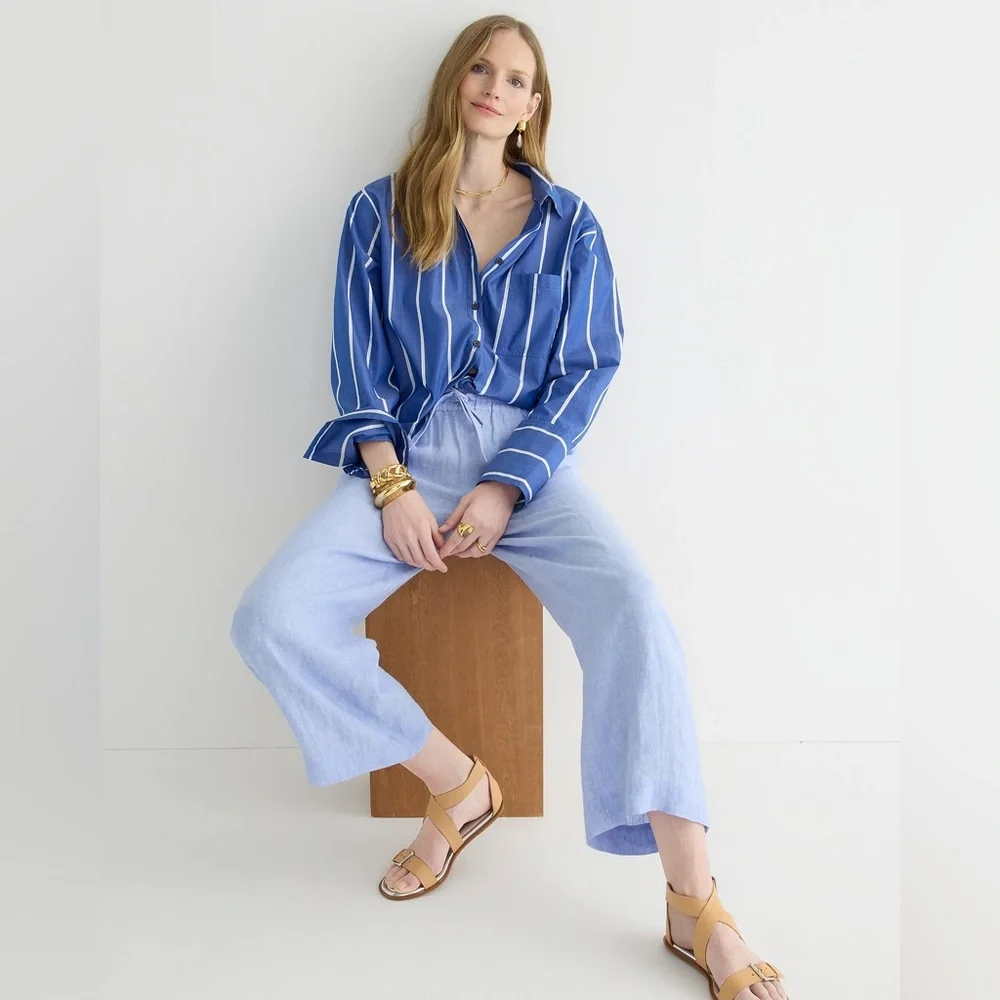 J.Crew Linen wide-leg seaside pant in linen BO810
